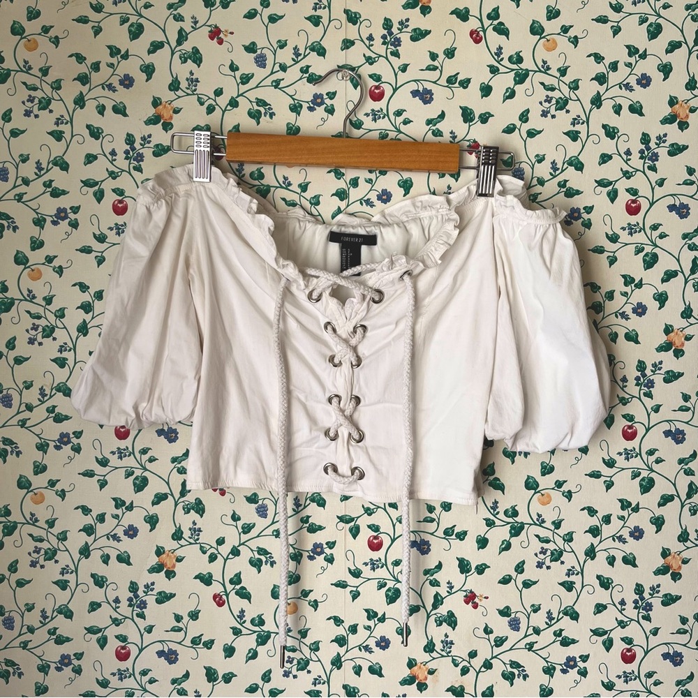 coquette cottagecore lace up corset crop top